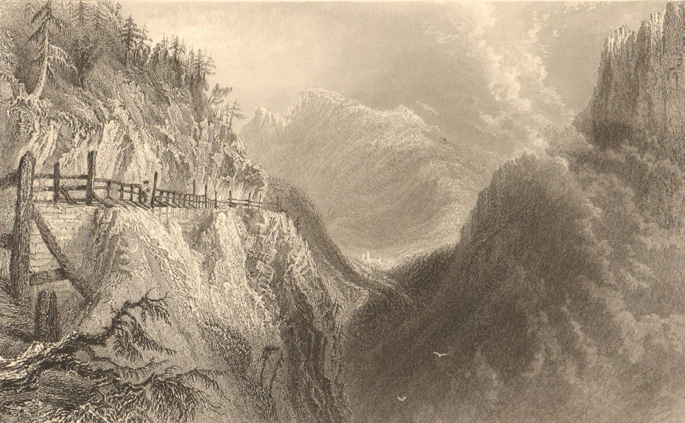 PIEDMONT/PIEMONTE. Cesana on Mount Genevre. BARTLETT 1838 old antique print